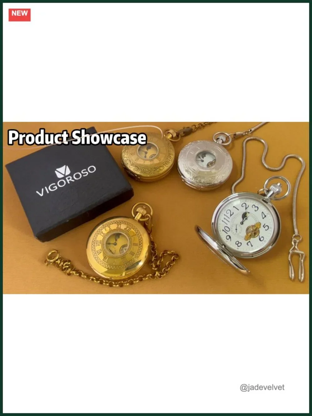 Vintage Mechanical Pocket Watch with Chain, Hand Wind, Moon Phase